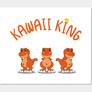 Kawaii King Tyrannosaurus Rex Dinosaur Posters and Art